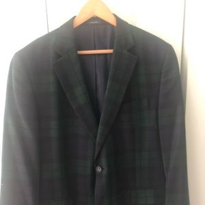 Black watch plaid sports coat